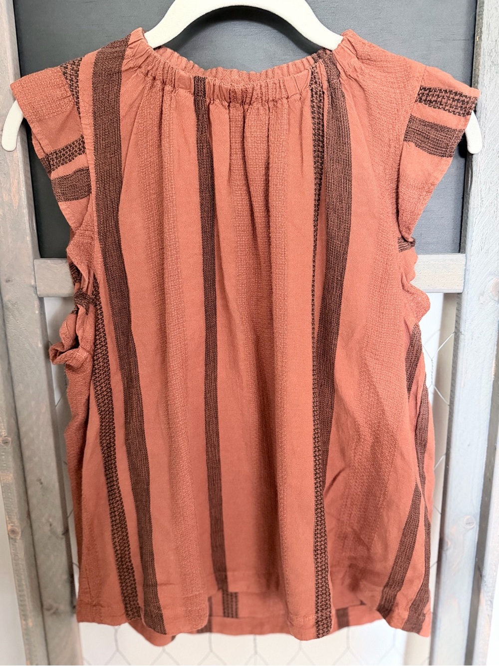 Anthropologie Cloth & Stone Terracotta Stripe Boho Flutter Sleeveless Top XS